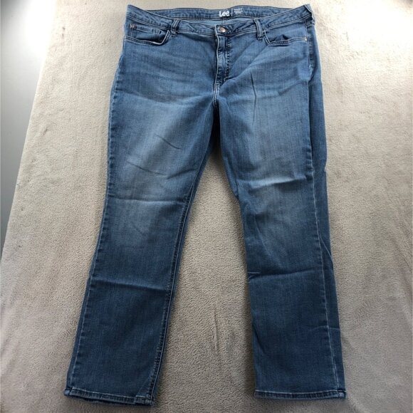 Lee Womens Jeans Size 22M Blue Denim Regular Fit Straight Leg Mid Rise Classic - Picture 15 of 16